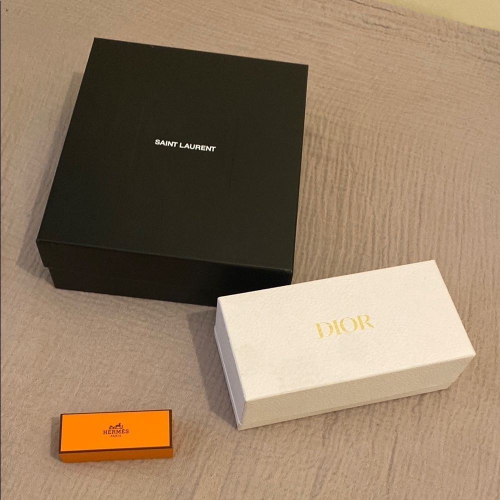 Saint Laurent Black Box Dior white box And Hermes mini bid . Set 3 pieces